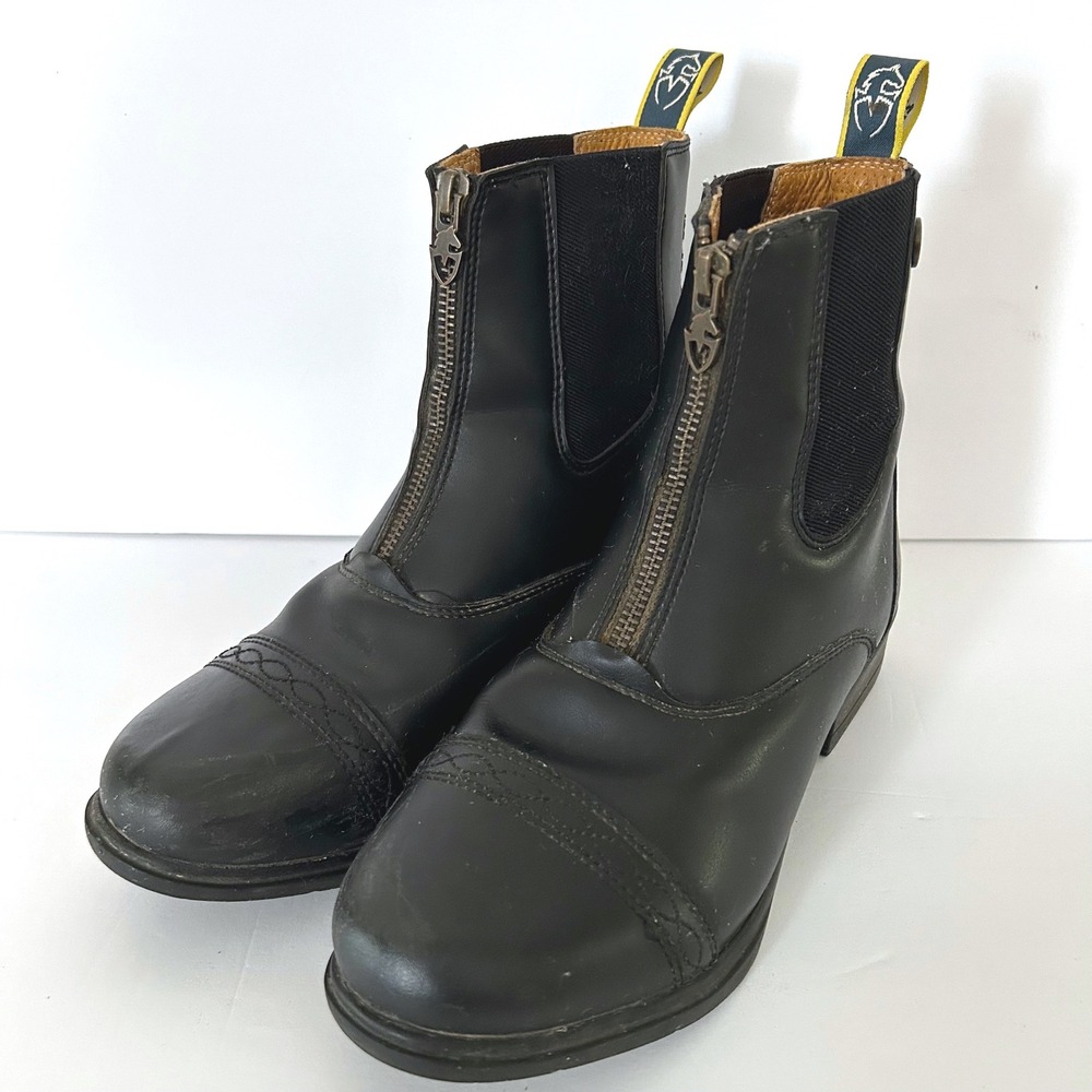 Moretta Clio Paddock Boots Womens 8 Black Leather Front Zip Equestrian Riding